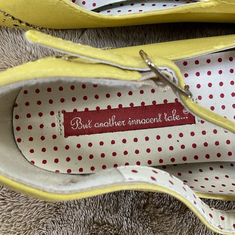 But Another Innocent Tale Butter Yellow Buckle Flat Mary Jane's Trendy Casual